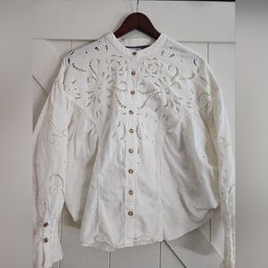 Pilcro White Eyelet Button-Up Blouse